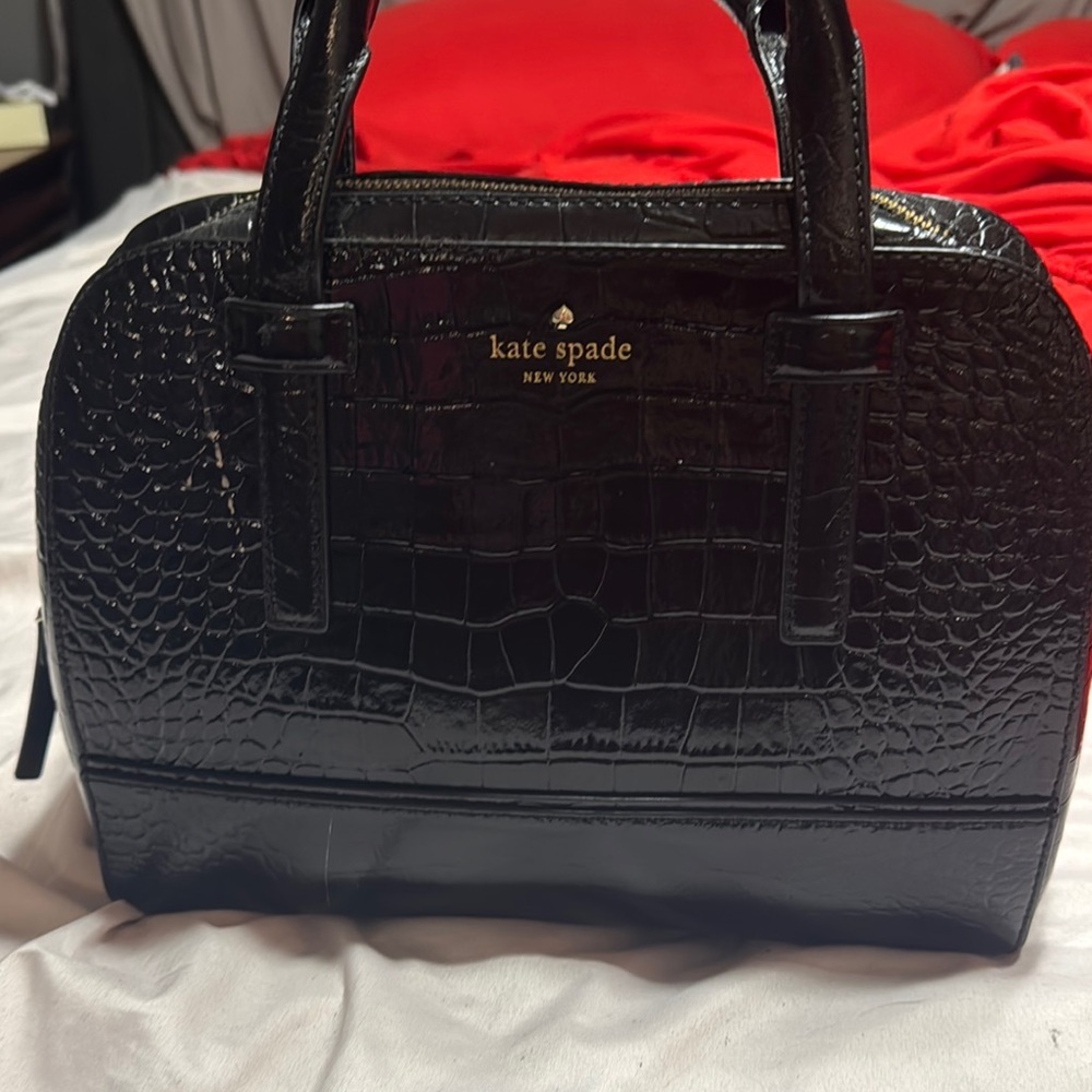 Kate Spade Black Croc-Embossed Women's Bag Rialto Felix Riverside